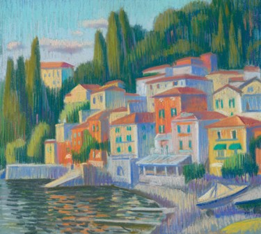 Painting titled "Colored houses. Var…" by Kristina Korobeynikova, Original Artwork, Pastel