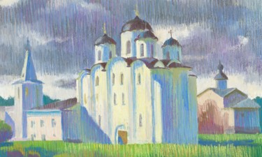 Peinture intitulée "V. Novgorod" par Kristina Korobeynikova, Œuvre d'art originale, Tempera