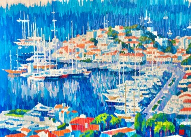 Pittura intitolato "Yachts to Marmaris.…" da Kristina Korobeynikova, Opera d'arte originale, Olio Montato su Telaio per bare…