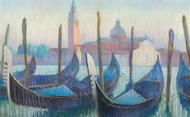 Peinture intitulée "Венецианские гондолы" par Kristina Korobeynikova, Œuvre d'art originale, Pastel Monté sur Carton