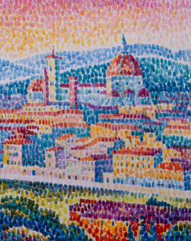 Pintura intitulada "Colored Florence" por Kristina Korobeynikova, Obras de arte originais, Aquarela Montado em Cartão