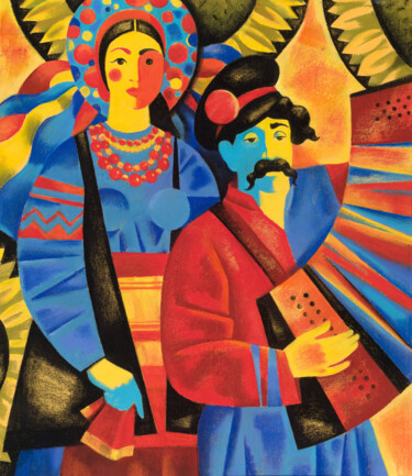 Schilderij getiteld "Украинская свадьба" door Kristina Korobeynikova, Origineel Kunstwerk, Pastel