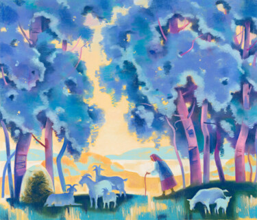Peinture intitulée "Голубое утро" par Kristina Korobeynikova, Œuvre d'art originale, Pastel Monté sur Carton