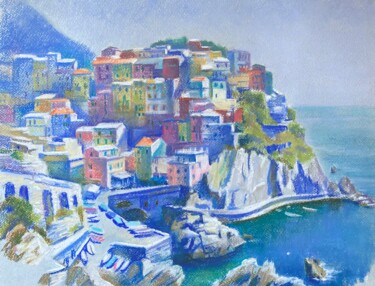 Pittura intitolato "Manarola. Cinque Te…" da Kristina Korobeynikova, Opera d'arte originale, Pastello Montato su Cartone