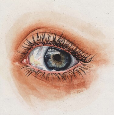 Картина под названием "Blue eye" - Kristina Maslakova, Подлинное произведение искусства, Акварель