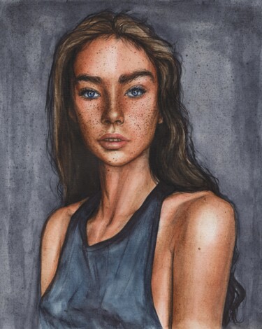 Malerei mit dem Titel "Gray" von Kristina Maslakova, Original-Kunstwerk, Aquarell