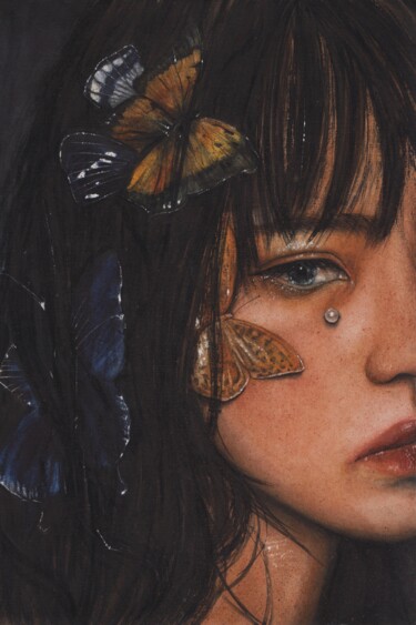 Peinture intitulée "Pearl Tear" par Kristina Maslakova, Œuvre d'art originale, Aquarelle