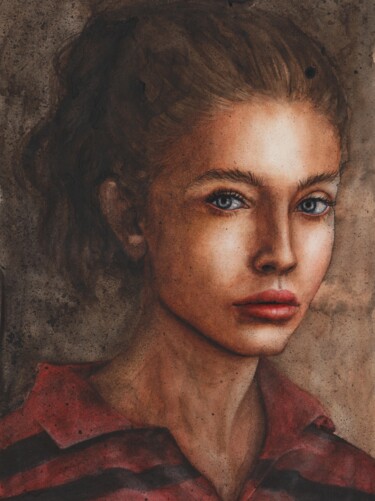 Painting titled "Vulnerability" by Kristina Maslakova, Original Artwork, Watercolor