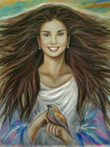 Painting titled "DE ANGELES Y VIDA" by Kristina York, Original Artwork, Oil
