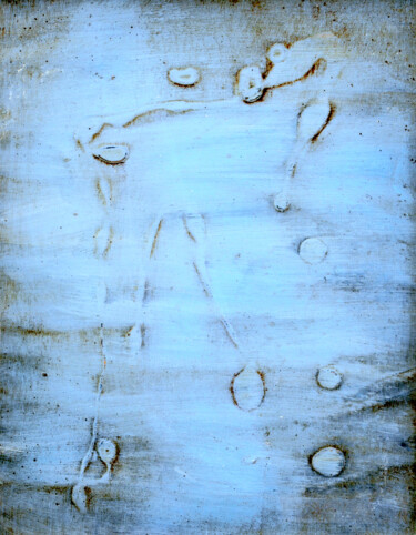 Ζωγραφική με τίτλο "Blue Painting #3" από Kristopher Lionel, Αυθεντικά έργα τέχνης, Λάδι Τοποθετήθηκε στο Ξύλινο πάνελ