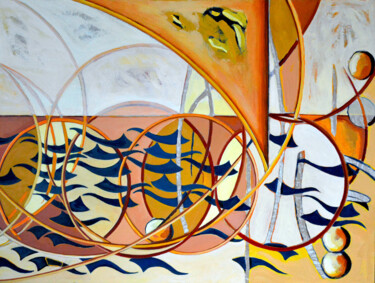 「Ascending The Therm…」というタイトルの絵画 Kristopher Lionelによって, オリジナルのアートワーク, オイル ウッドパネルにマウント