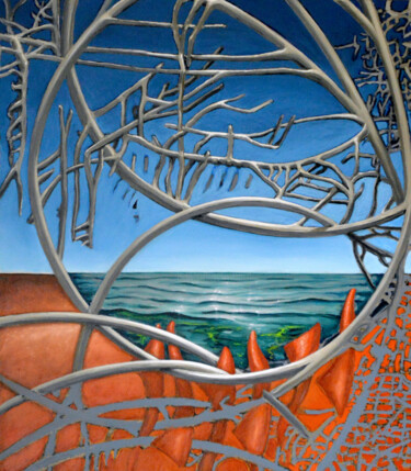 Картина под названием "Copper, Water, Stee…" - Kristopher Lionel, Подлинное произведение искусства, Масло Установлен на Дере…