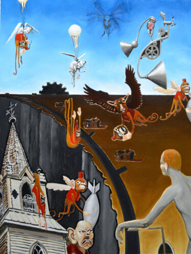 Peinture intitulée "Prologue (The Happy…" par Kristopher Lionel, Œuvre d'art originale, Huile Monté sur Autre panneau rigide