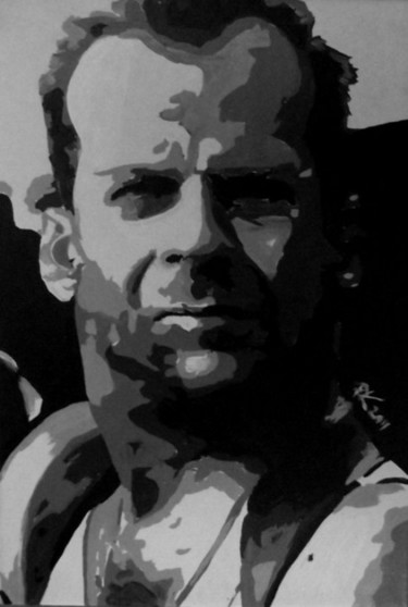 Painting titled "Bruce Willis" by Krisztina Papp, Original Artwork, Oil