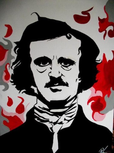 Painting titled "Edgar Allan Poe" by Krisztina Papp, Original Artwork, Oil