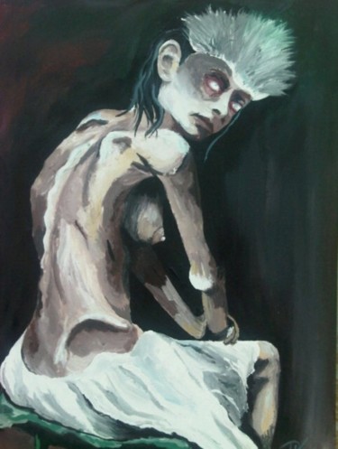 Painting titled "Girl" by Krisztina Papp, Original Artwork