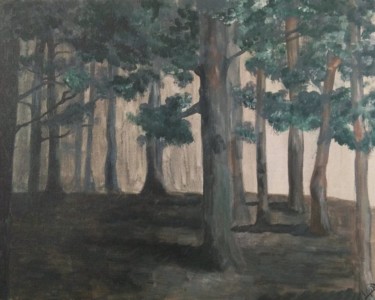 Painting titled "Dark Forest" by Anna Kritikou, Original Artwork, Acrylic