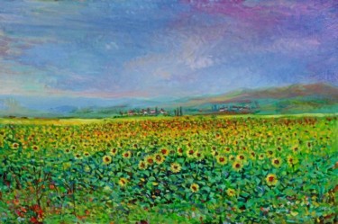 Painting titled "Sunflowers field" by Krassimir Mirchev, Original Artwork