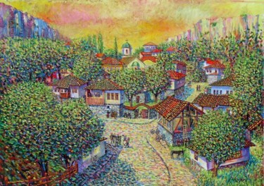 Painting titled "Village" by Krassimir Mirchev, Original Artwork