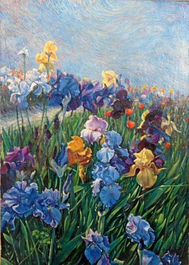Schilderij getiteld "Iris" door Krassimir Mirchev, Origineel Kunstwerk
