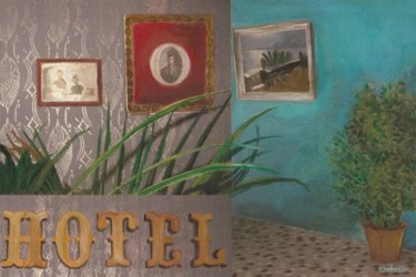 Malerei mit dem Titel "compo hotel été 36" von Krobulle, Original-Kunstwerk