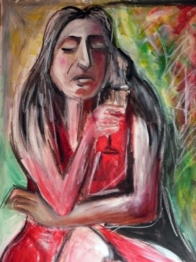 Pintura intitulada "the last drink" por Ana Balegas, Obras de arte originais