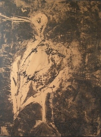 Peinture intitulée "oiseau au long bec" par Agnan Kroichvili, Œuvre d'art originale