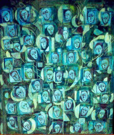 Peinture intitulée "série tête V" par Agnan Kroichvili, Œuvre d'art originale, Gouache