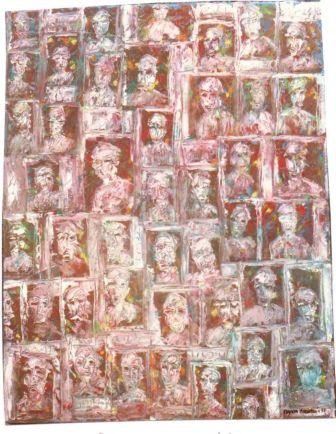 Peinture intitulée "Série têtes XVII" par Agnan Kroichvili, Œuvre d'art originale, Huile