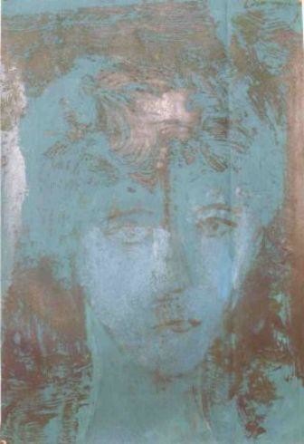 Painting titled "visage de femme" by Agnan Kroichvili, Original Artwork, Oil