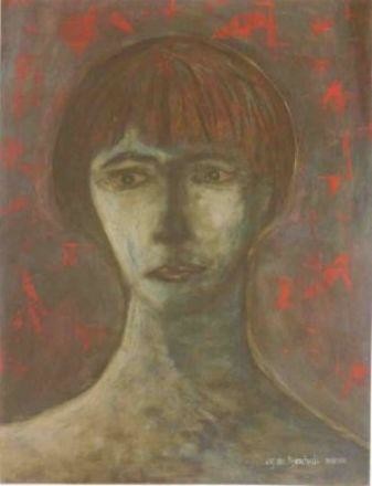 Painting titled "tête de femme" by Agnan Kroichvili, Original Artwork