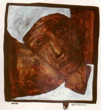 Peinture intitulée "Visage d'homme penc…" par Agnan Kroichvili, Œuvre d'art originale