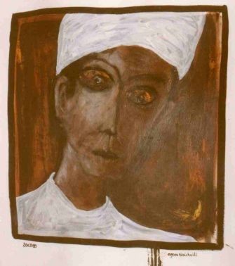 Malerei mit dem Titel "Visage d'homme penc…" von Agnan Kroichvili, Original-Kunstwerk