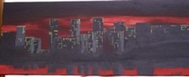 Painting titled "nuit citadine" by Caroline Cabanis, Original Artwork