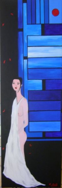Painting titled "Bleus" by Caroline Cabanis, Original Artwork