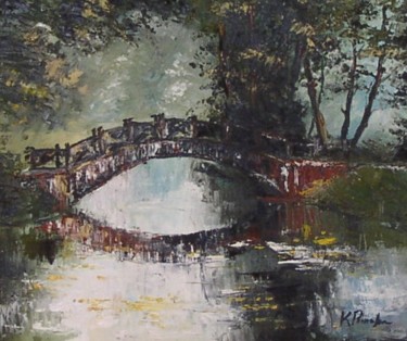 Peinture intitulée "PETIT PONT AU PARC…" par Kromka, Œuvre d'art originale