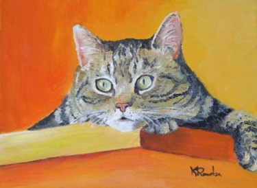 Peinture intitulée "chat" par Kromka, Œuvre d'art originale