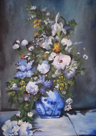 Pintura intitulada "vase de fleurs" por Kromka, Obras de arte originais