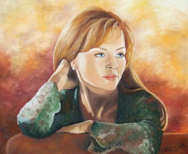 Peinture intitulée "actrice polonaise" par Kromka, Œuvre d'art originale