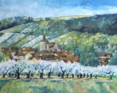 Peinture intitulée "printemps à Jussy e…" par Kromka, Œuvre d'art originale