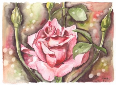 Peinture intitulée "la rose de mon jard…" par Kromka, Œuvre d'art originale