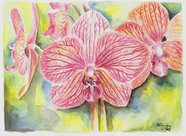 Peinture intitulée "orchidées" par Kromka, Œuvre d'art originale