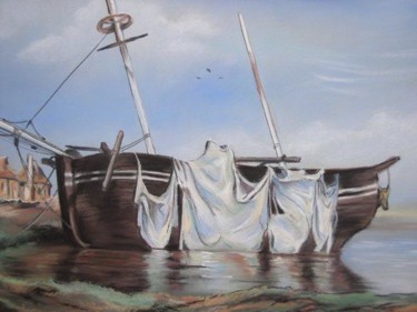 Desenho intitulada "bateau echoué" por Kromka, Obras de arte originais