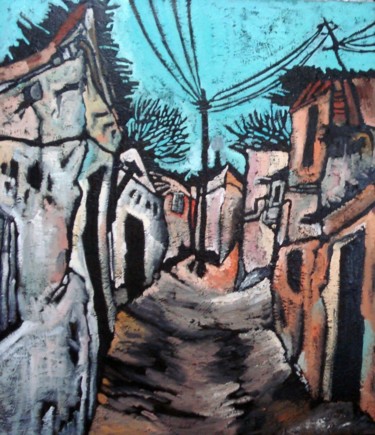 Peinture intitulée "Old street #1" par Anastasiya Jevakina (Nikitina), Œuvre d'art originale, Huile