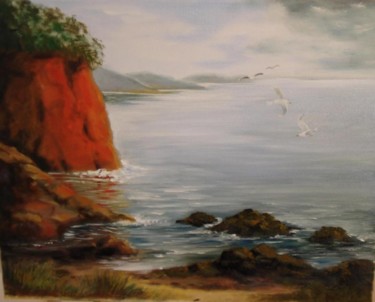 Painting titled "The red rock" by Mizsei F Krug, Original Artwork