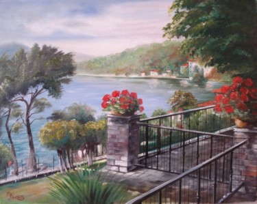 Painting titled "Lake Garda Villa Be…" by Mizsei F Krug, Original Artwork