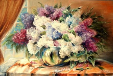 Painting titled "Lilacs  ( Orgonák )" by Mizsei F Krug, Original Artwork