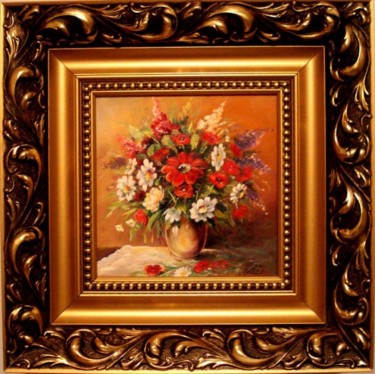 Painting titled "Flowers in vase" by Mizsei F Krug, Original Artwork