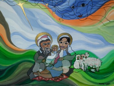 Malerei mit dem Titel "Holy Family" von Krughoff, Original-Kunstwerk, Acryl