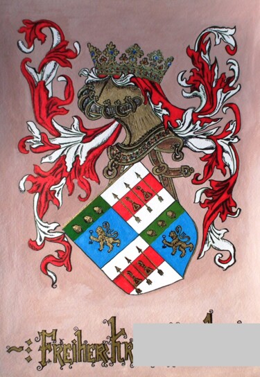 Zeichnungen mit dem Titel "Trying to heraldic…" von Krughoff, Original-Kunstwerk, Tinte